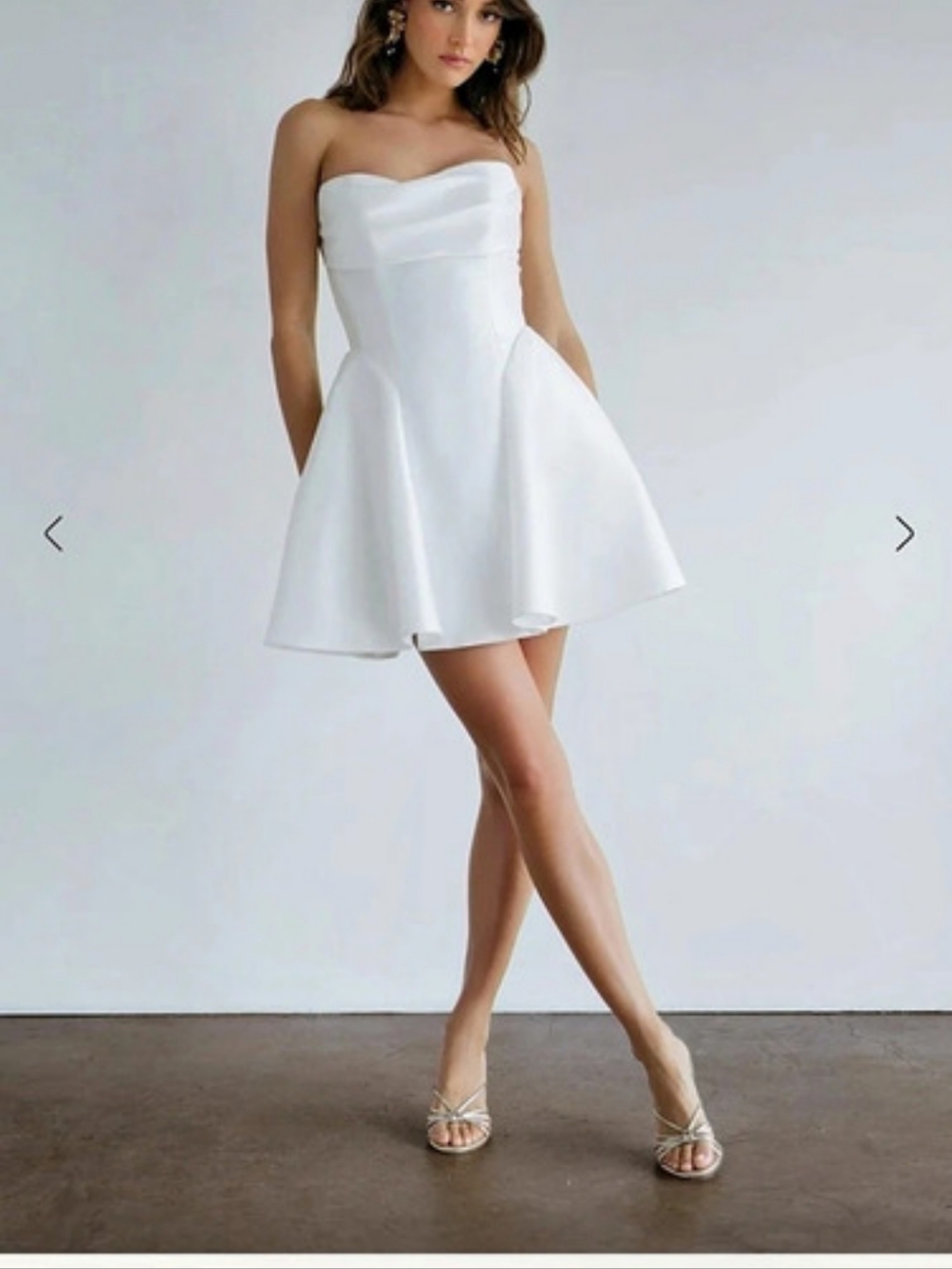 Jenny Yoo Micah Mini Strapless Dress in light ivory size 4 - Picture 3 of 6